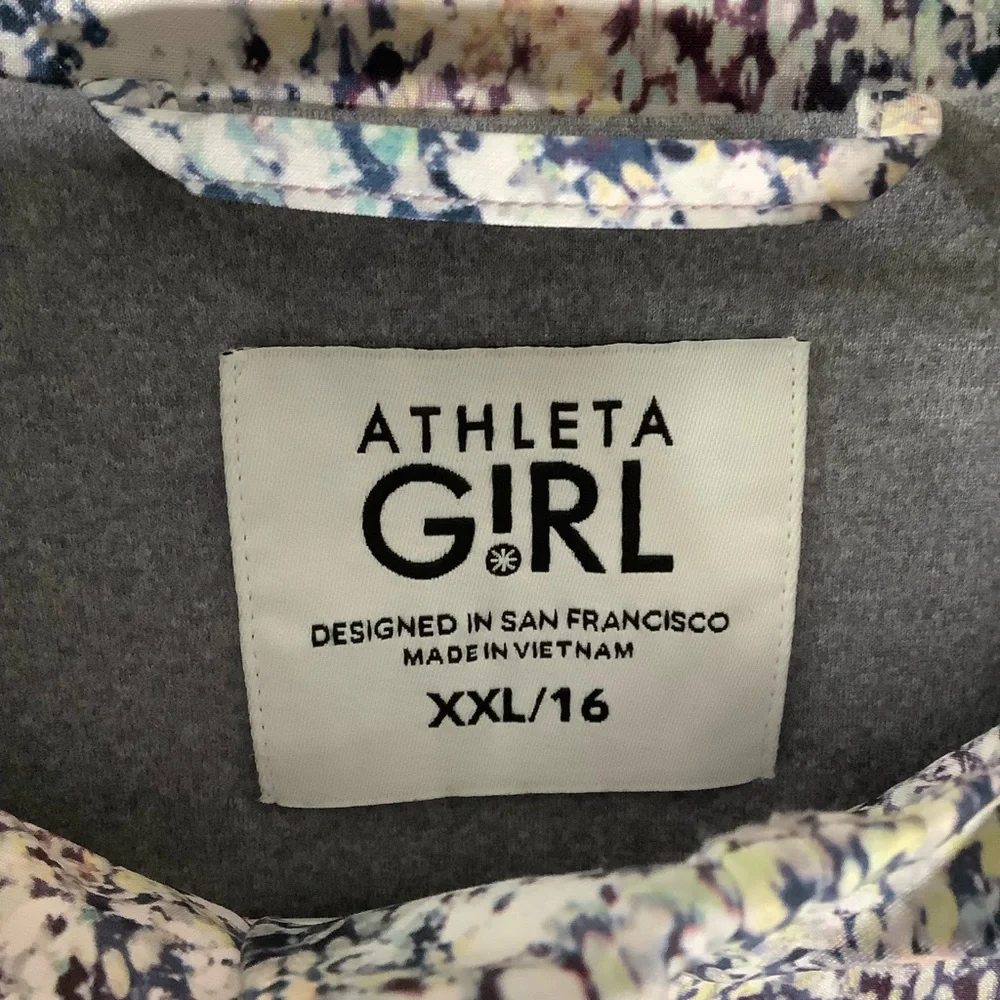 Athleta Girl Full Zip Printed Jacket Soft Lined in Ice Storm